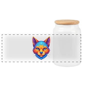 Chypre Chat Race Dessin Animé Kawaii Animal Pet - Boîte à biscuits avec couvercle en bois - blanc - Devant