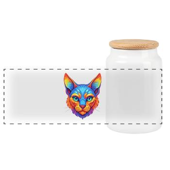 German Rex Katzenrasse Cartoon Kawaii Tier Haustier - Panorama Keksdose mit Holzdeckel - Weiß - Vorne