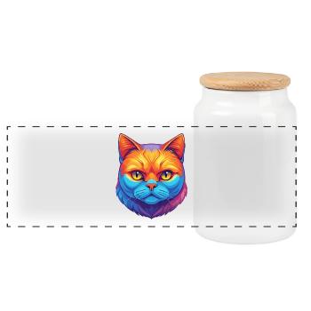Britisch Kurzhaar Katze Rasse Karikatur Kawaii Tier - Panorama Keksdose mit Holzdeckel - Weiß - Vorne