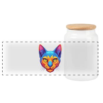 Bombay Chat Race Dessin animé Kawaii Animal Pet - Boîte à biscuits avec couvercle en bois - blanc - Devant