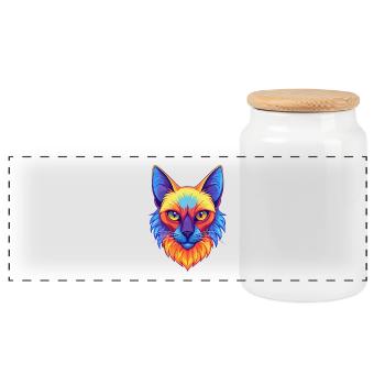 Chat Balinais Race Dessin animé Kawaii Animal Pet - Boîte à biscuits avec couvercle en bois - blanc - Devant