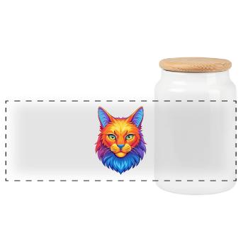 Amerikanische Bobtail Katzenrasse Karikatur Kawaii Tier P - Panorama Keksdose mit Holzdeckel - Weiß - Vorne