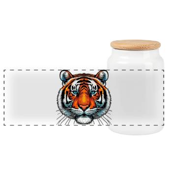 Tigre - Boîte à biscuits avec couvercle en bois - blanc - Devant
