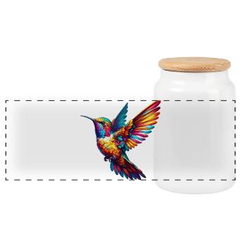 Hummingbird - Panoramic Cookie Jar with Wooden Lid - white - Front