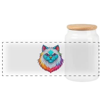 Colorpoint Persische Katze Rasse Karikatur Kawaii Tier - Panorama Keksdose mit Holzdeckel - Weiß - Vorne