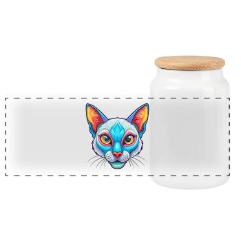 Siamkatze Rasse Karikatur Kawaii Tier Haustier - Panorama Keksdose mit Holzdeckel - Weiß - Vorne
