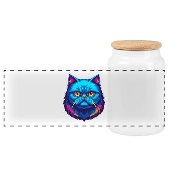 Colorpoint Persische Katze Rasse Karikatur Kawaii Tier - Panorama Keksdose mit Holzdeckel - Weiß - Vorne