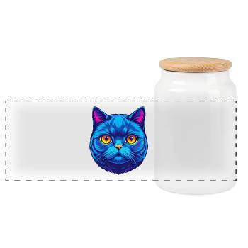 British Fold Shorthair Chat Race Dessin animé Kawaii An - Boîte à biscuits avec couvercle en bois - blanc - Devant