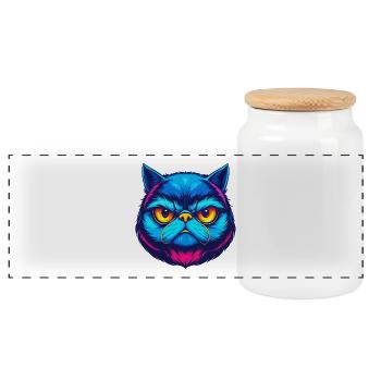 Exotique Shorthair Chat Race Dessin animé Kawaii Animal P - Boîte à biscuits avec couvercle en bois - blanc - Devant