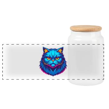 Persische Katze Rasse Karikatur Kawaii Tier Haustier - Panorama Keksdose mit Holzdeckel - Weiß - Vorne