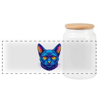 Europäische Burma-Katzenrasse Karikatur Kawaii Tier P - Panorama Keksdose mit Holzdeckel - Weiß - Vorne
