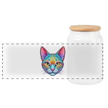 Ocicat Chat domestique race dessin animé Kawaii Animal Pe - Boîte à biscuits avec couvercle en bois - blanc - Devant