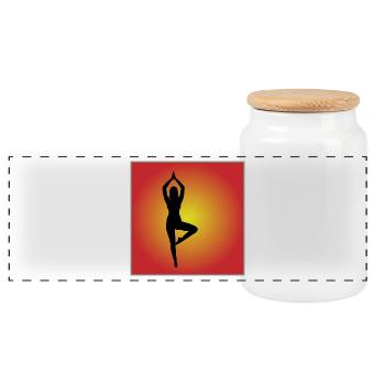 Silhouette Square - Panoramic Cookie Jar with Wooden Lid - white - Front