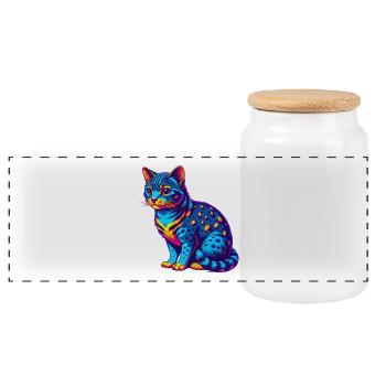 Australische gefleckte Nebelkatze Rasse Cartoon Kawaii A - Panorama Keksdose mit Holzdeckel - Weiß - Vorne