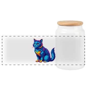Australian Mist Cat Rasse Cartoon Kawaii Tier Pe - Panorama Keksdose mit Holzdeckel - Weiß - Vorne