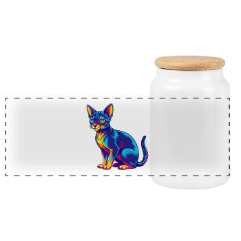Chat Abyssin Race Dessin Animé Kawaii Animal De Compagnie - Boîte à biscuits avec couvercle en bois - blanc - Devant
