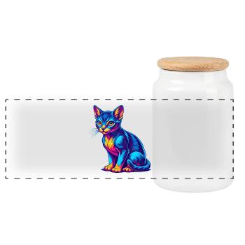 Abyssin Shorthair Chat Race Dessin animé Kawaii Anim - Boîte à biscuits avec couvercle en bois - blanc - Devant