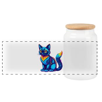 Chat balinais de race dessin animé kawaii animal de compagnie - Boîte à biscuits avec couvercle en bois - blanc - Devant