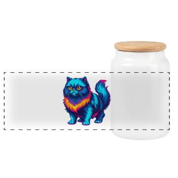 Colorpoint Persische Katze Rasse Karikatur Kawaii Tier - Panorama Keksdose mit Holzdeckel - Weiß - Vorne