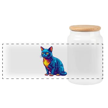 Europäische Burma-Katzenrasse Karikatur Kawaii Tier P - Panorama Keksdose mit Holzdeckel - Weiß - Vorne