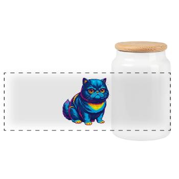 Exotique Shorthair Chat Race Dessin animé Kawaii Animal P - Boîte à biscuits avec couvercle en bois - blanc - Devant