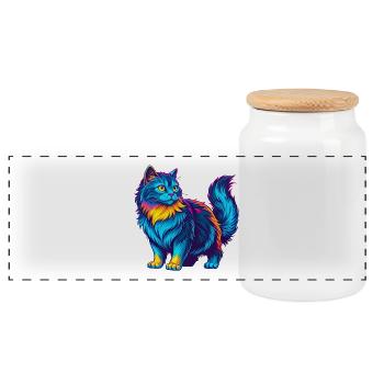 Ginger Longhair Cat Breed Cartoon Kawaii Animal Pe - Panoramic Cookie Jar with Wooden Lid - white - Front