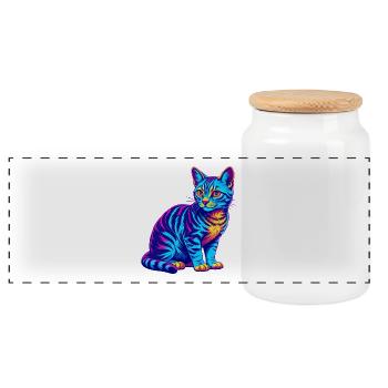 Ocicat Chat domestique race dessin animé Kawaii Animal Pe - Boîte à biscuits avec couvercle en bois - blanc - Devant