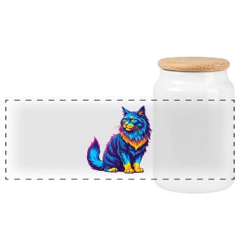Maine Coon Chat Race Dessin Animé Kawaii Animal Pet - Boîte à biscuits avec couvercle en bois - blanc - Devant