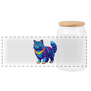 Manx Chat Race Dessin animé Kawaii Animal Pet - Boîte à biscuits avec couvercle en bois - blanc - Devant