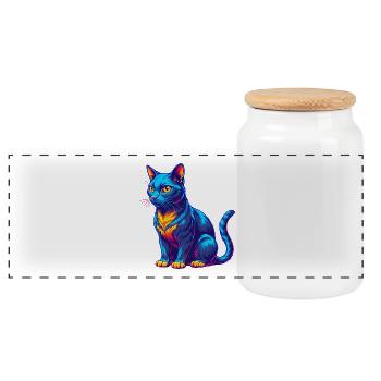 Havanna Braune Katzenrasse Karikatur Kawaii Tier Haustier - Panorama Keksdose mit Holzdeckel - Weiß - Vorne