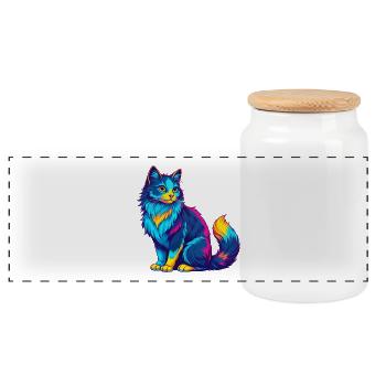 Turc Van Chat Race Dessin Animé Kawaii Animal Pet - Boîte à biscuits avec couvercle en bois - blanc - Devant