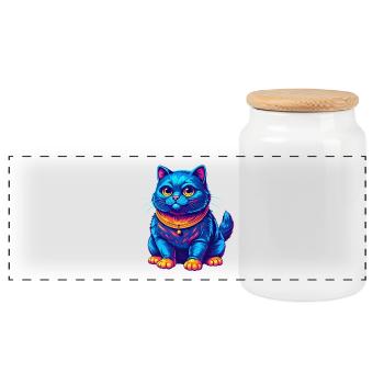 York chocolat chat race dessin animé Kawaii animal de compagnie - Boîte à biscuits avec couvercle en bois - blanc - Devant