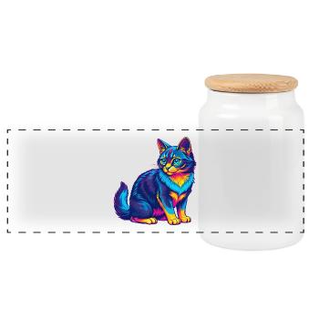Somali Shorthair Chat Race Dessin animé Kawaii Animal P - Boîte à biscuits avec couvercle en bois - blanc - Devant