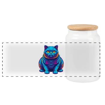 British Fold Shorthair Chat Race Dessin animé Kawaii An - Boîte à biscuits avec couvercle en bois - blanc - Devant