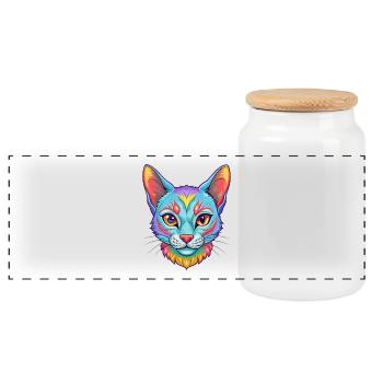 Havanna Braune Katzenrasse Karikatur Kawaii Tier Haustier - Panorama Keksdose mit Holzdeckel - Weiß - Vorne