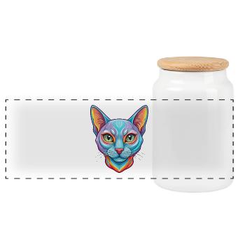 Europäische Burma-Katzenrasse Karikatur Kawaii Tier P - Panorama Keksdose mit Holzdeckel - Weiß - Vorne