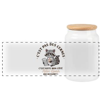 C'est pas des cernes, c'est mon côté raton laveur - Boîte à biscuits avec couvercle en bois - blanc - Devant