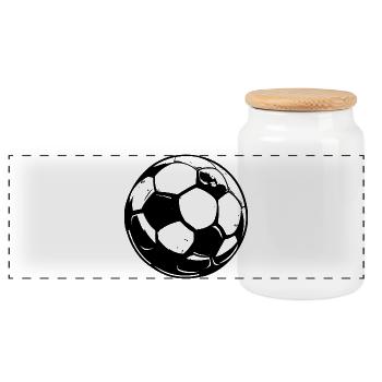 Croquis de football - Boîte à biscuits avec couvercle en bois - blanc - Devant