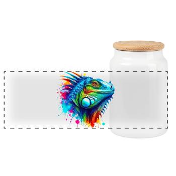 Iguane - Boîte à biscuits avec couvercle en bois - blanc - Devant