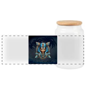 The essence of Egypt. Egyptian woman - Panoramic Cookie Jar with Wooden Lid - white - Front