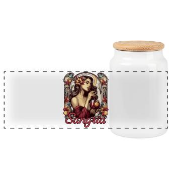 Sangria Spanien Portugal Geschenk - Panorama Keksdose mit Holzdeckel - Weiß - Vorne