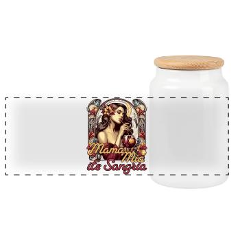 Mama Mia Sangria Spain Portugal Gift - Panoramic Cookie Jar with Wooden Lid - white - Front