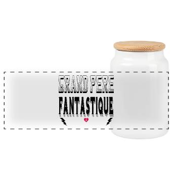 Grand Père Fantastique - Boîte à biscuits avec couvercle en bois - blanc - Devant