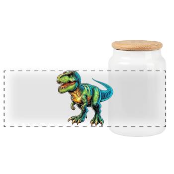 Dinosaure - Boîte à biscuits avec couvercle en bois - blanc - Devant
