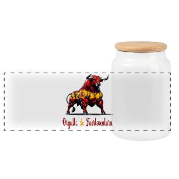 The pride of Fuerteventura flag design - Panoramic Cookie Jar with Wooden Lid - white - Front