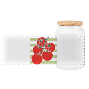 Tomato Girl Summer Tomaten Süden Italien - Panorama Keksdose mit Holzdeckel - Weiß - Vorne