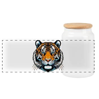 Tiger - Panoramic Cookie Jar with Wooden Lid - white - Front