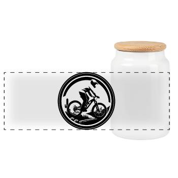 Mountain biking - Panoramic Cookie Jar with Wooden Lid - white - Front