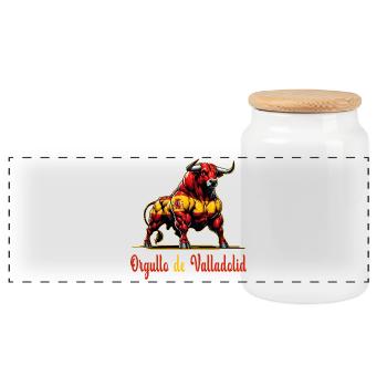 La fierté du design du drapeau de Valladolid - Boîte à biscuits avec couvercle en bois - blanc - Devant