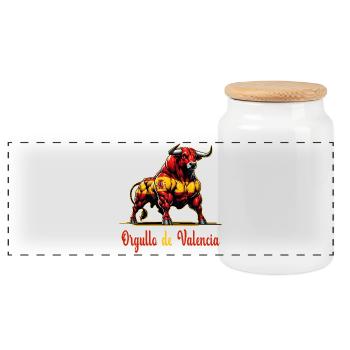 The pride Valencia flag design - Panoramic Cookie Jar with Wooden Lid - white - Front